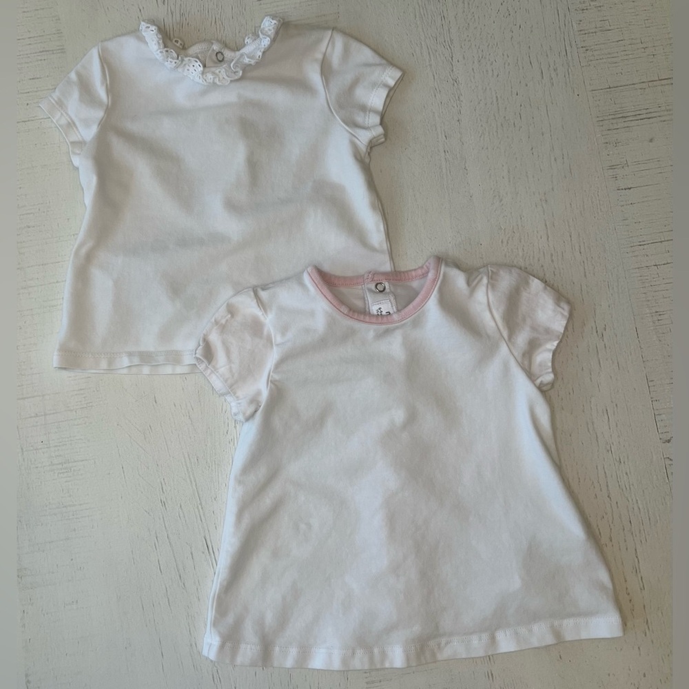 Mayoral White and Pink Trim Kids' Short Sleeve Tee Bundle